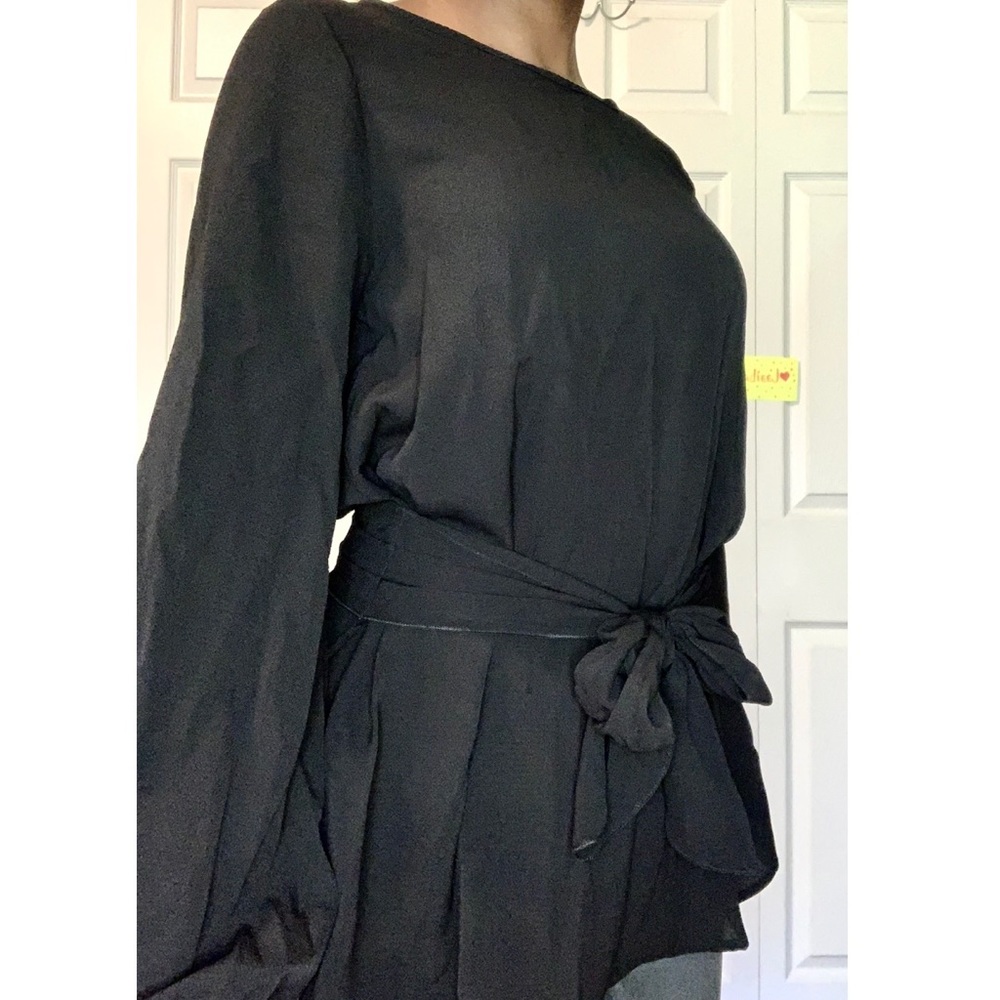 Black front bow blouse